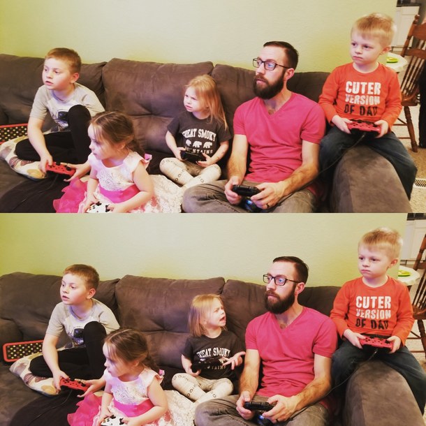 My niece was not happy with how bad I was at Mario last night