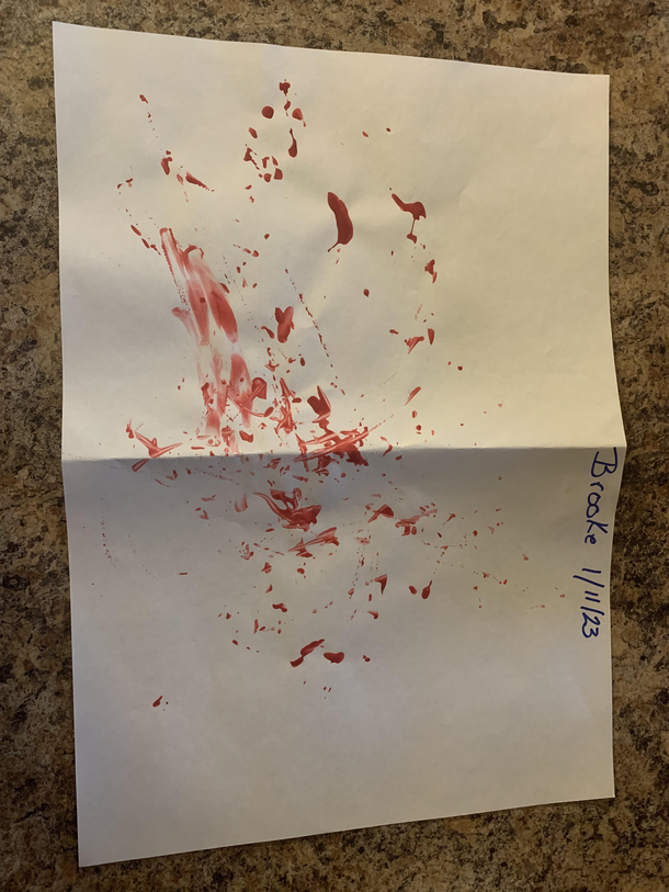My nieces Art her daycare gave to my sister for the fridge