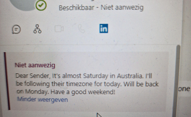 My out of office on Friday at 