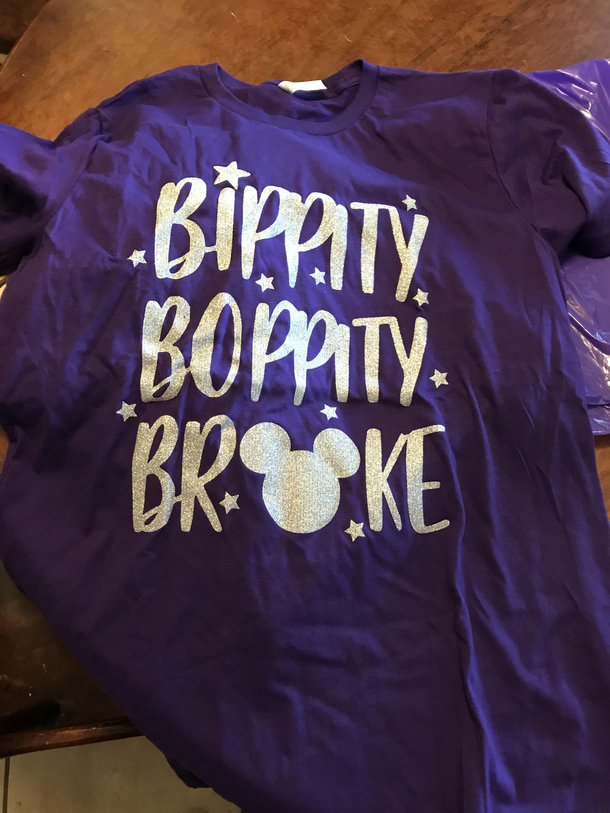 My parents are paying for our whole family  in all to go to Disney World My wife got my mother the perfect shirt