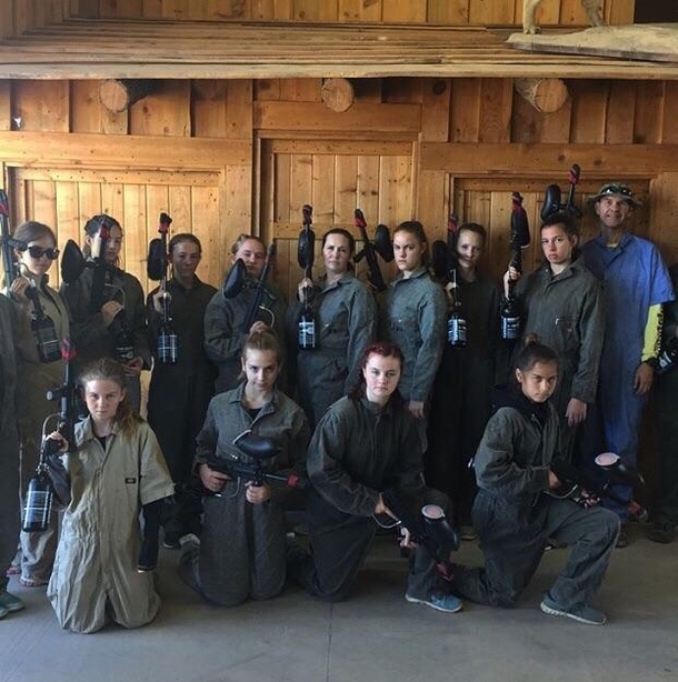 My parents took my sister and her friends paint-balling for her birthday My dads not really the aggressive type