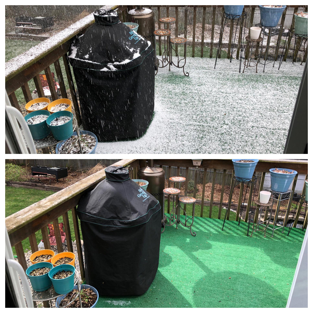 My patio at  pm and  pm today Ah Pure Michigan