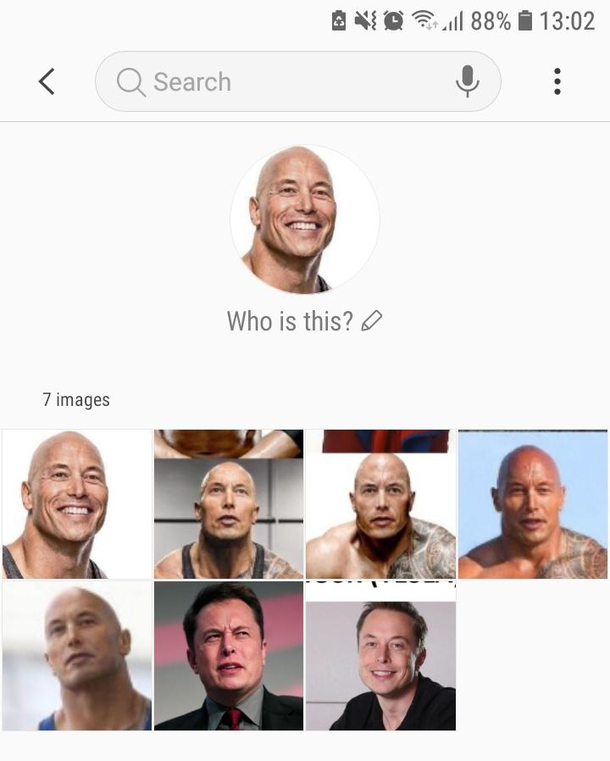My phones face recognition software from the gallerie believes that Elon Musk and the Rock are one and the same