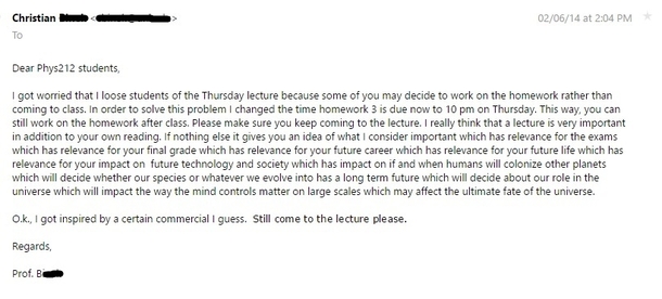 My Physics professor went  to  real quick in an email about homework