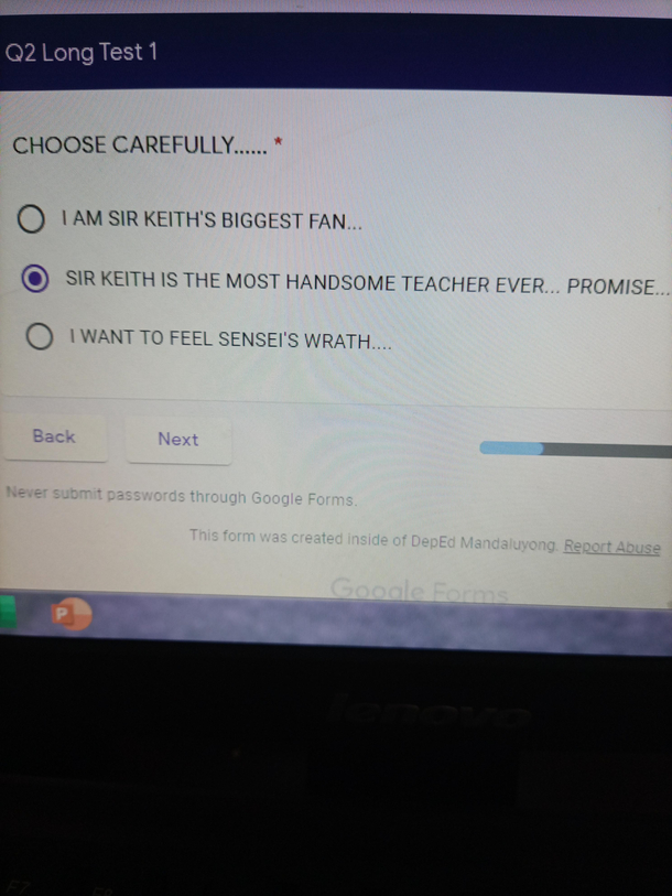 My Research teacher put this in the long test