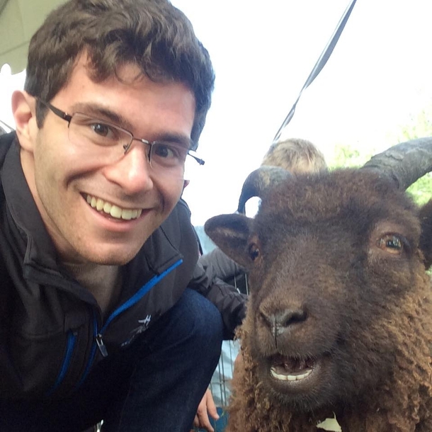 My school had a petting zoo today to help deal with midterms stress and I tried to get a selfie with the goat Was not disappointing