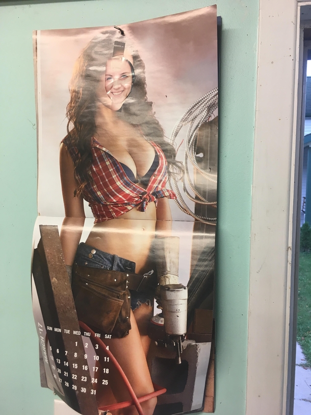 My sister decided to modify her boyfriends choice of art in his workshop