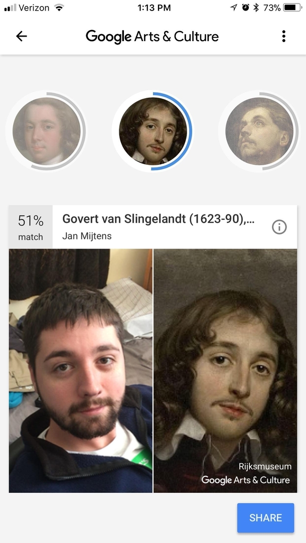 My sister downloaded this new app that takes your picture and compares it to old paintings and here what came up