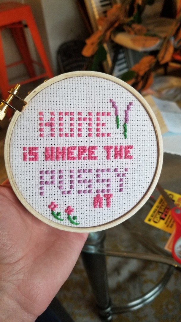 My sister finished her first needlepoint project yesterday