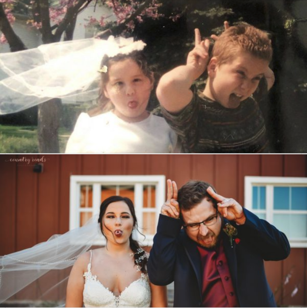 My sister got married over the weekend so we recreated this gem from our childhood