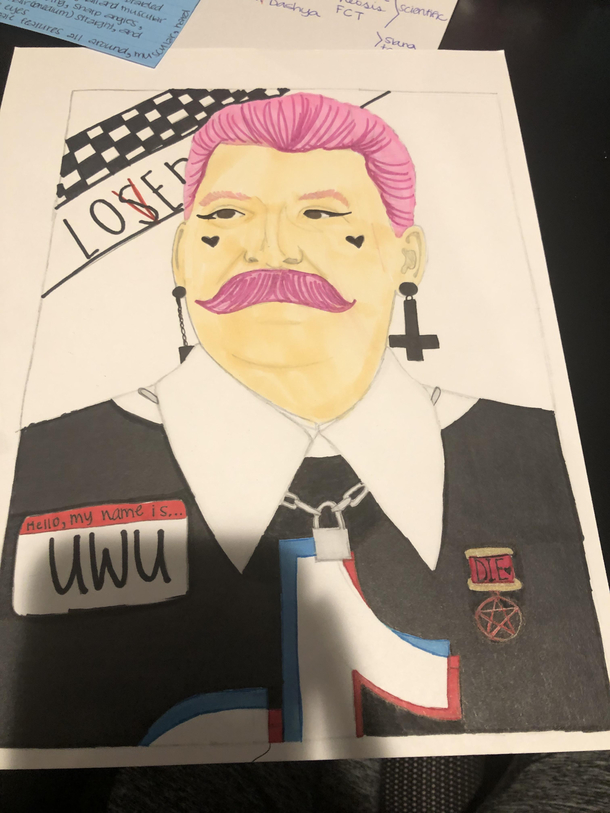 My sister had an idea A terrible disturbing idea that she brought into this world Meet E-Boy Stalin