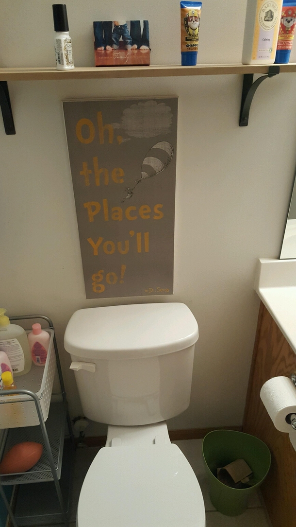 My sister in law found a perfect spot to relocate her sons nursery decoration