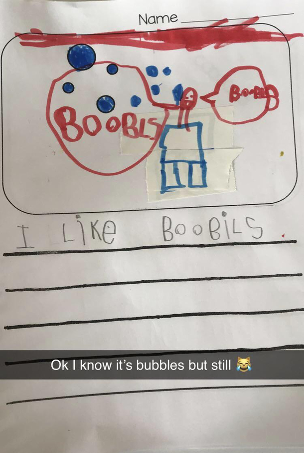 My sister is a first grade teacher She sent me one of her students work Bubbles are fun