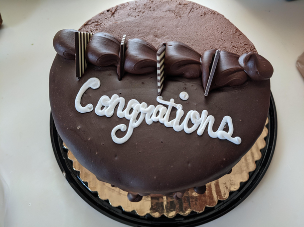 My sister made a cake and spelled congratulations wrong Cue a lifetime of congrations jokes and her birthday cake this year