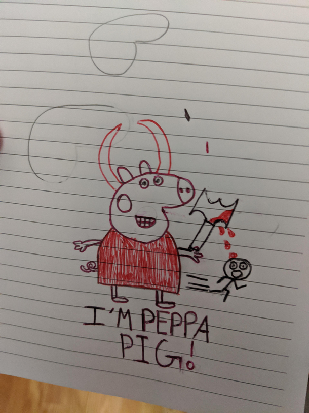 My sister said she drew Peppa Pig and this is what I see