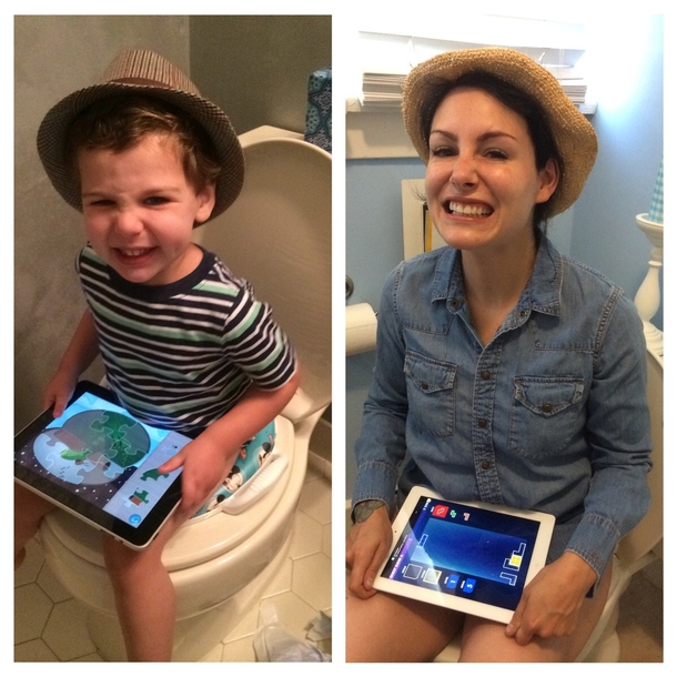 My sister sent me a picture of my nephew on the toilet I wanted to respond but we dont have a kid