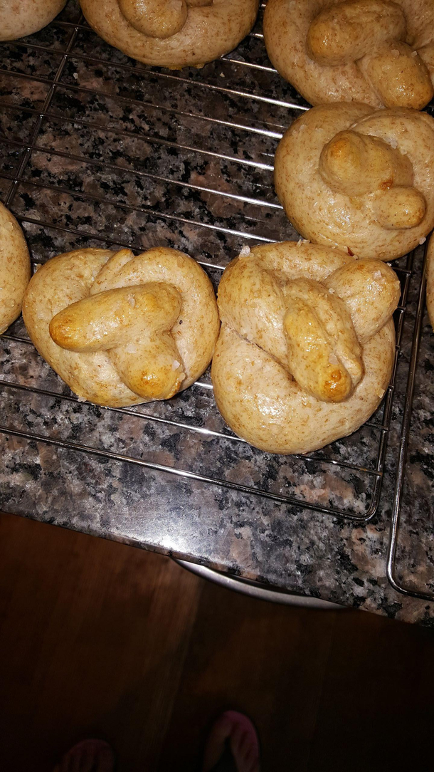 My sisters attempt at pretzels