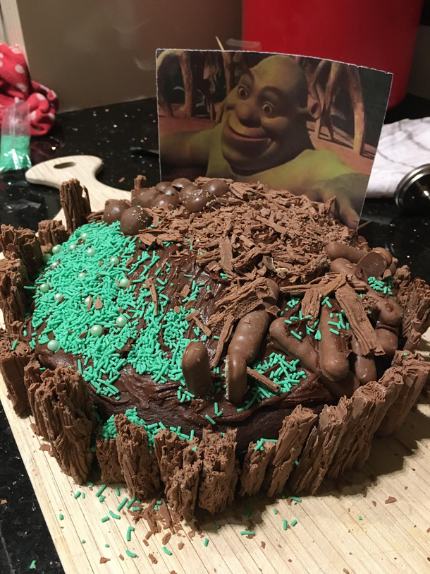 My sisters th birthday cake Inspired by Shrek