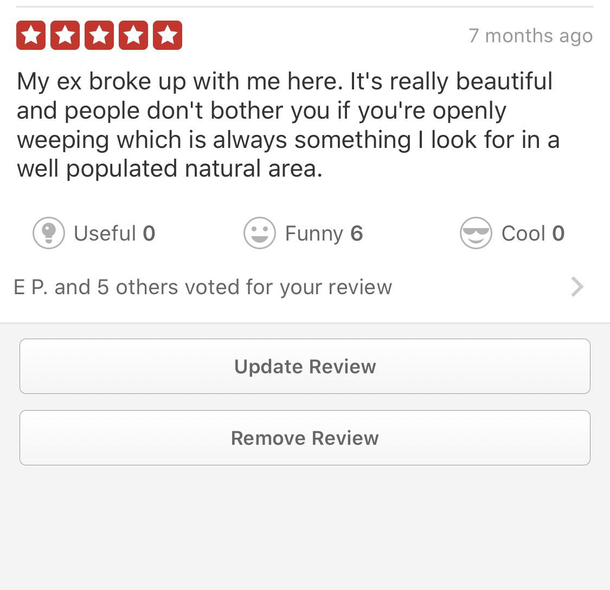 My sisters yelp review