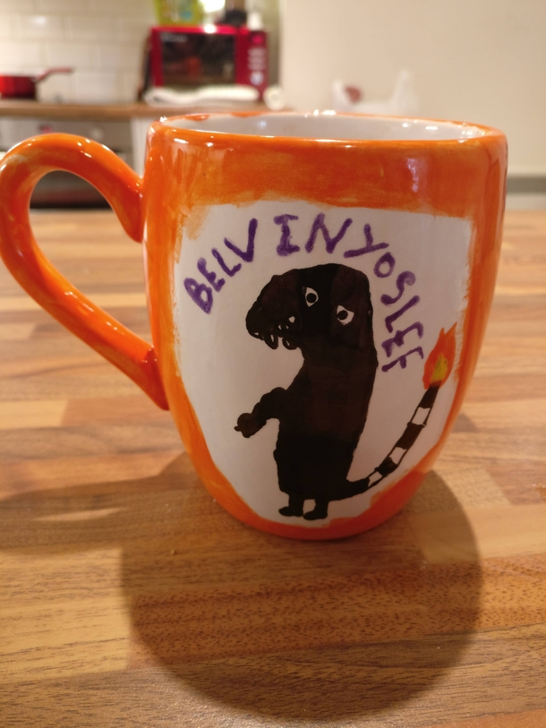 My SO wanted to go pottery painting this is the result