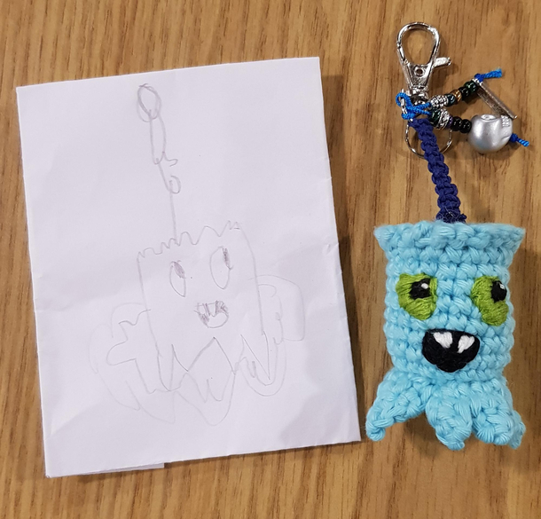 My son designed a keyring He seems happy with the reality