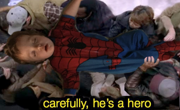 My son fell asleep in his Spider-man PJs so I had to photoshop it