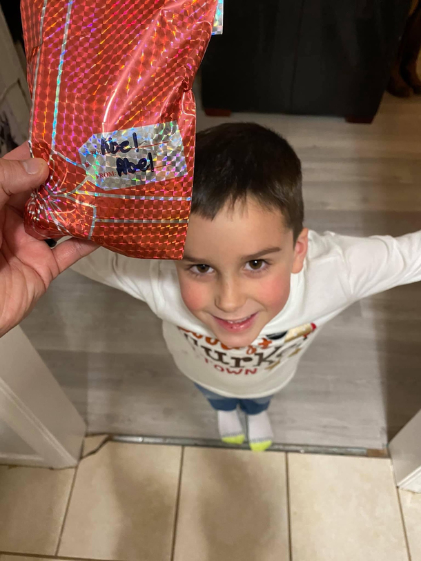 My son has a Santa shop at school to buy presents for his family He got pretty slick and bought himself a present