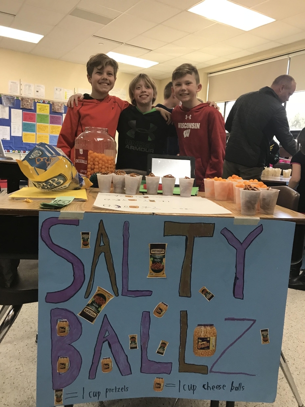 My son is in a math club after school For their final session there was a contest with each team getting certain snacks His team got pretzels and cheese balls They were told to name their team according to their snacks They innocently followed thru