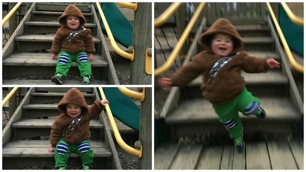 My son ran to give me a hug but didnt see that first stepthis picture captures the moment before he realized he was falling