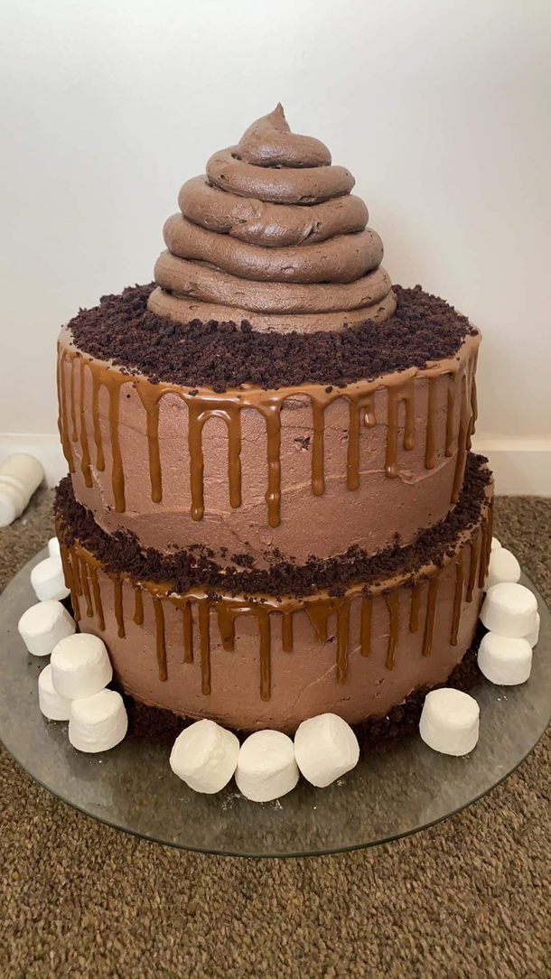 My son requested for his birthday this year to have a poo party I always make a cake to go with the theme According to his Great-Grandmother it is the best poo she ever tasted