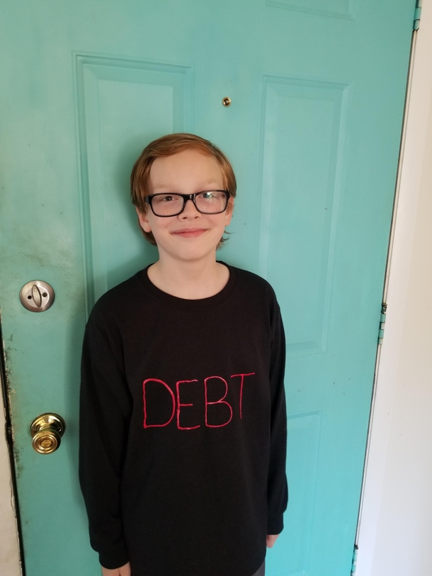 My son said he wanted to be the scariest thing an adult can think of He came up with this all on his own