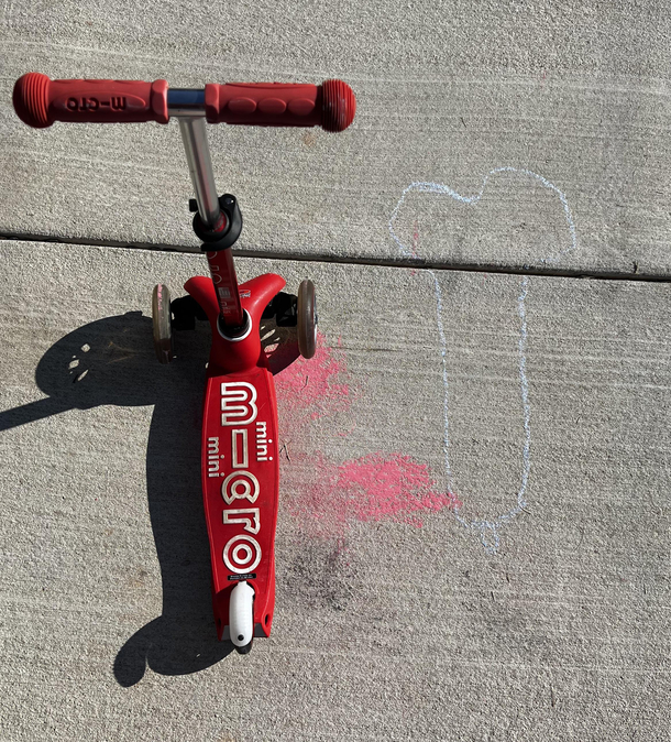 My son traced his scooter today
