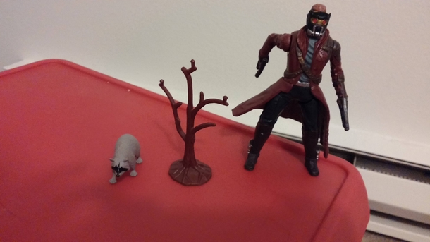 My son was playing Guardians of the Galaxy He has Star Lord but had to improvise on the others