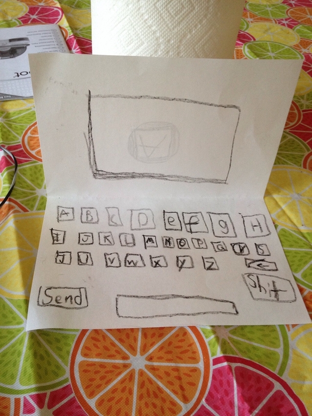 My sons first laptop complete with the key everyone needs
