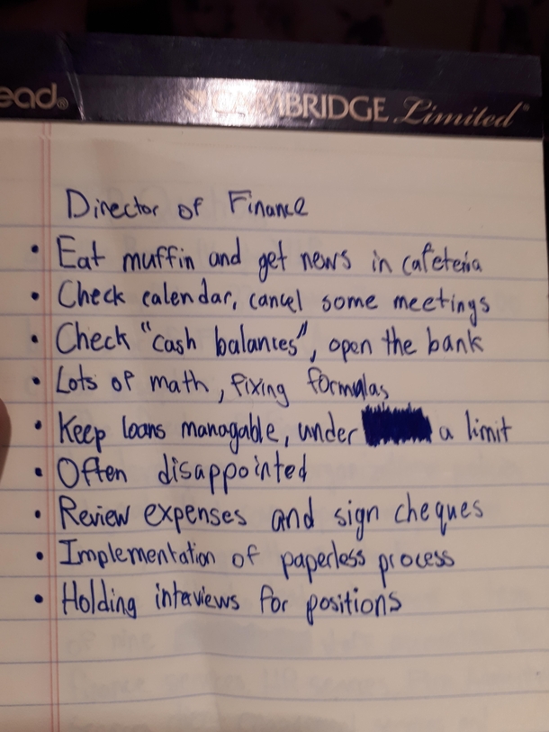 My sons note from his Take Your Kid to Work day observations