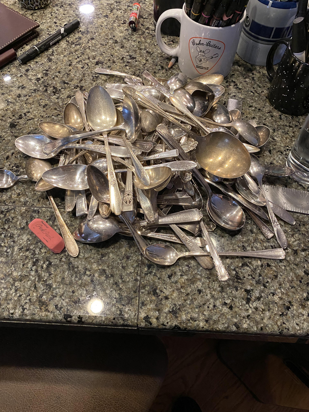 My spouse told her mother that I collect silver spoons for tasting food while I cook My Christmas present just arrived