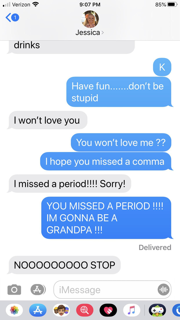 My text conversation with my  year old daughter