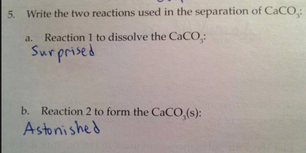 My th grade Chemistry exam responses