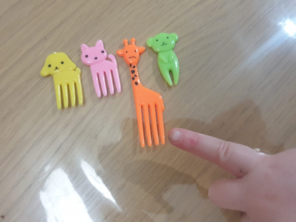My toddler pointed out that one of her fork friends wasnt so happy to be having dinner with her