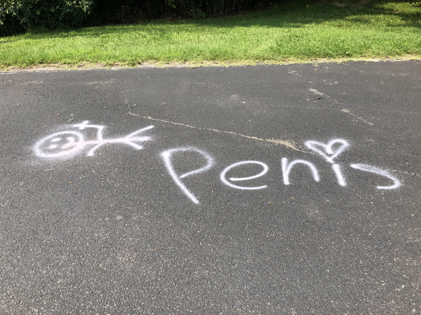 My town has been hit by the most adorable graffiti artist