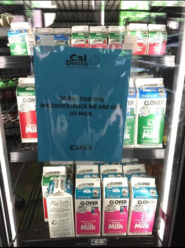 My university ran out of milk 