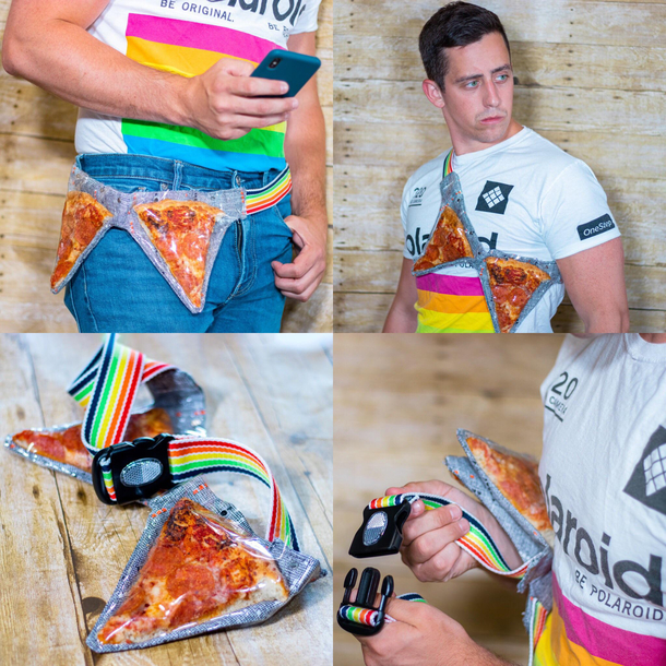 My unnecessary invention for today is The Pizza Fanny Pack Extra Pineapple Please