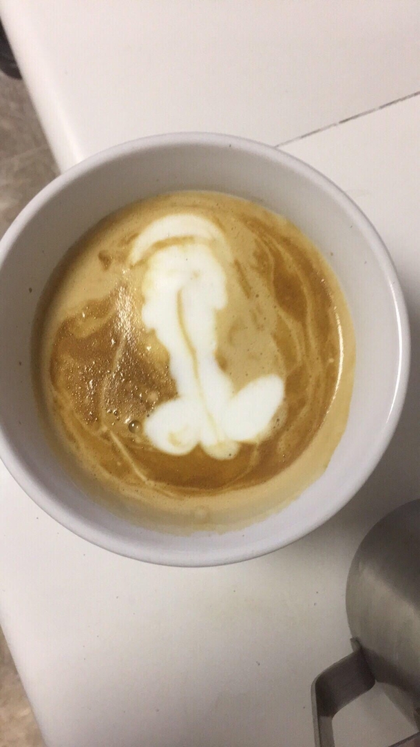 My wife bought me a new espresso machine This was my first attempt at making a leaf