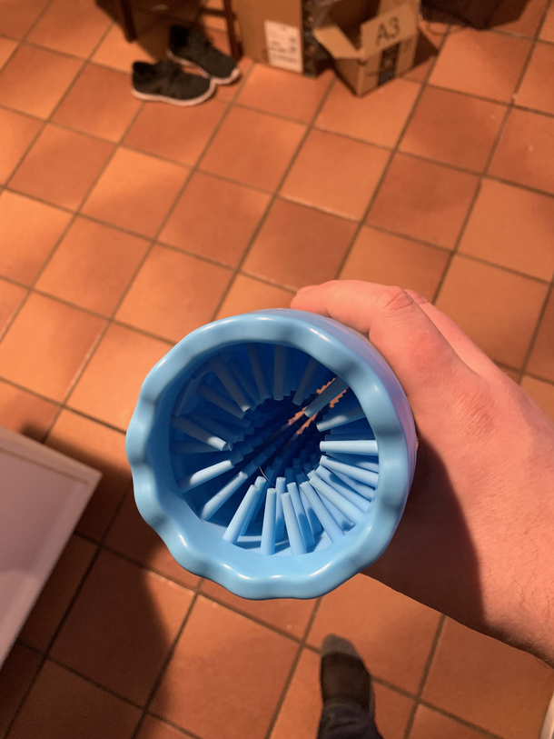 My wife bought this off amazon to clean my dogs paws after he comes in from outside Im going to keep it on my side of the bed
