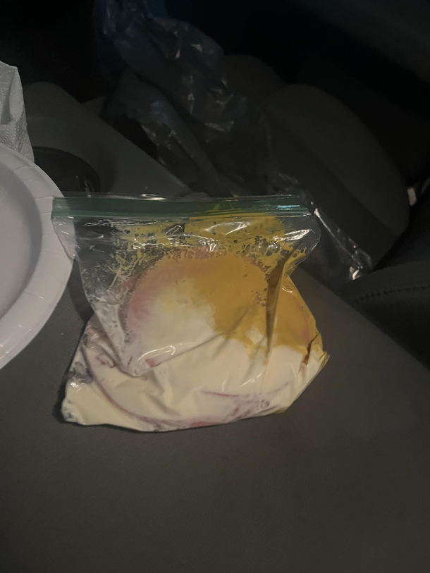 My wife didnt have anything to put condiments in She just threw it in with the bologna