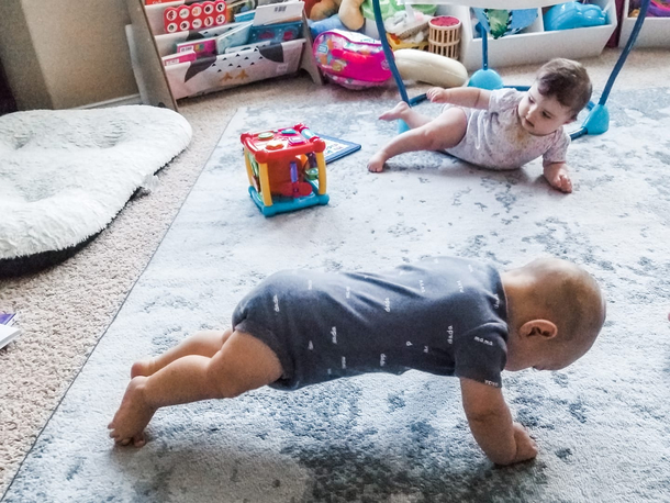 My wife does planks around the house and I come home to this absolute unit of a son