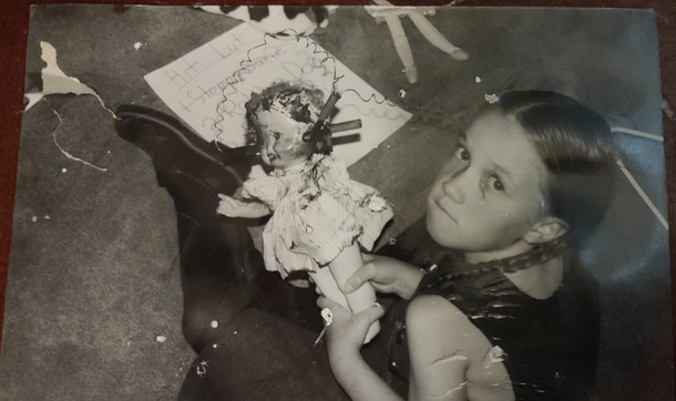 My wife found this picture of herself at age  with a hit list