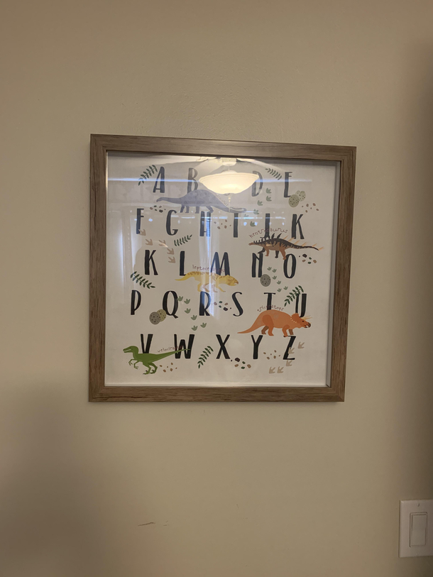 My wife got my son a picture of the alphabet to help him with his ABCs andwtf