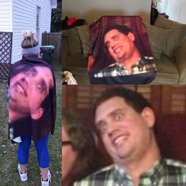 My wife hates this picture of me so naturally I made it into a blanket for her as a Valentines gift