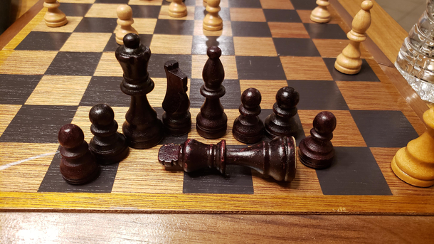 My wife held a small funeral for her king after losing her first game of chess